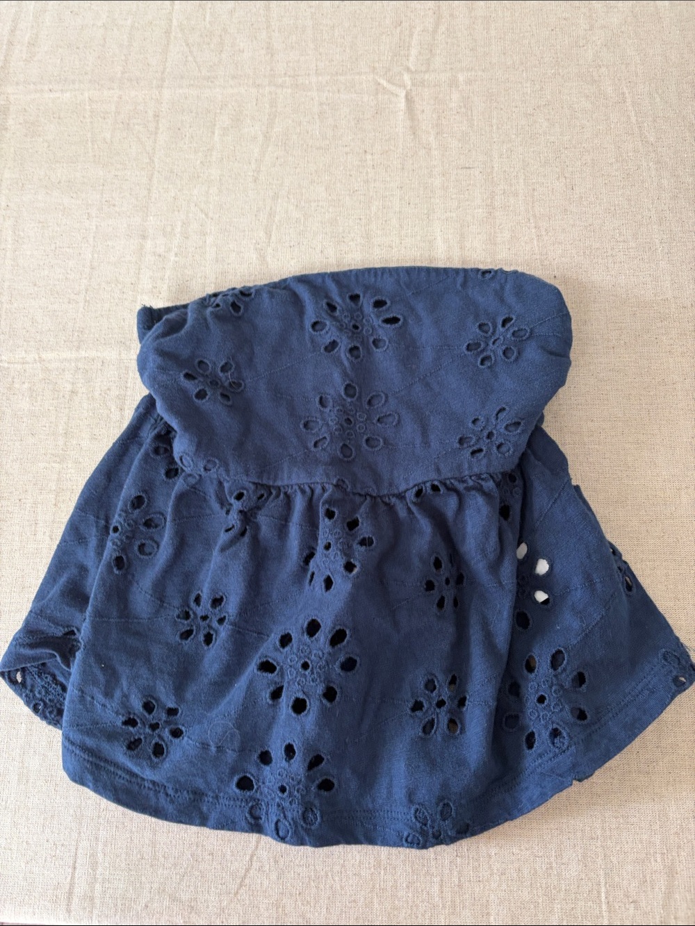 American Eagle Outfitters Navy Eyelet Strapless Crop Top